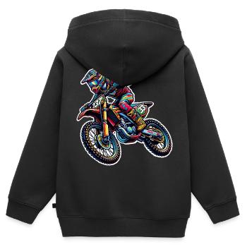 Motocross - Kinder Premium Organic Zip Hoodie - Schwarz - Hinten - AI Model Kid Male (0cm)