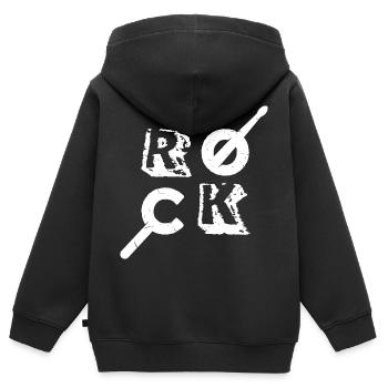 Batterie ROCK Drumstick Percussion Drummer - Sweat Premium à capuche zippé enfant bio - noir - Dos - AI Model Kid Male (0cm)
