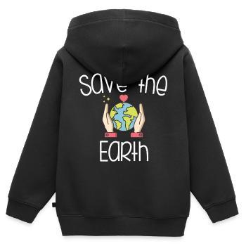 Klimawandel Naturschutz Umweltschutz - Kinder Premium Organic Zip Hoodie - Schwarz - Hinten - AI Model Kid Male (0cm)