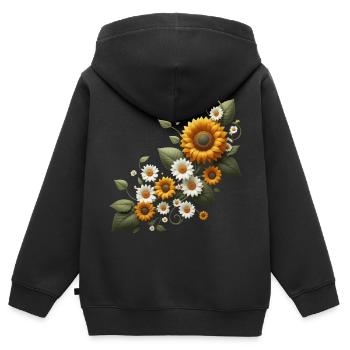 Sonnenblumenranke Margeriten Sonnenblume floral - Kinder Premium Organic Zip Hoodie - Schwarz - Hinten - AI Model Kid Male (0cm)