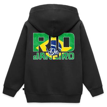 Rio de Janeiro Brasilien Flagge - Kinder Premium Organic Zip Hoodie - Schwarz - Hinten - AI Model Kid Male (0cm)