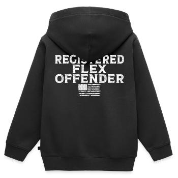 Funny Registered Flex Offender Bodybuilding - Kids Premium Organic Zip-up Hoodie - black - Back - AI Model Kid Male (0cm)