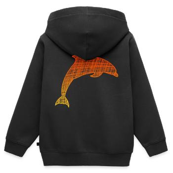Delfin - Kinder Premium Organic Zip Hoodie - Schwarz - Hinten - AI Model Kid Male (0cm)