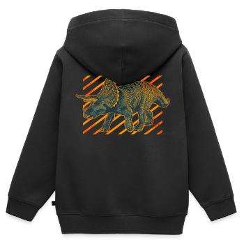 Triceratops Dinosaurier - Kinder Premium Organic Zip Hoodie - Schwarz - Hinten - AI Model Kid Male (0cm)