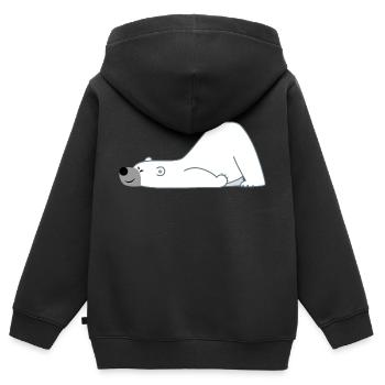 Facetious Cartoon Polar Bear by Cheerful Madness!! - Kids Premium Organic Zip-up Hoodie - black - Back - AI Model Kid Male (0cm)