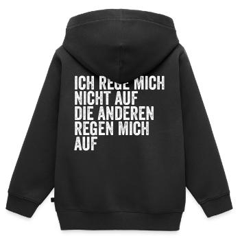 Gelassenheits-Spruch - Kinder Premium Organic Zip Hoodie - Schwarz - Hinten - AI Model Kid Male (0cm)