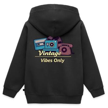 Vintage-Stimmung - Kinder Premium Organic Zip Hoodie - Schwarz - Hinten - AI Model Kid Male (0cm)