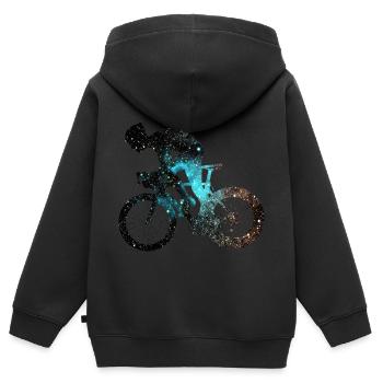 Fahrradfahrer Radfahrer Biker Radeln - Kinder Premium Organic Zip Hoodie - Schwarz - Hinten - AI Model Kid Male (0cm)