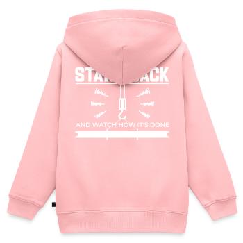 Crane Operator Stand Back Watch How It's Done - Kinder Premium Organic Zip Hoodie - Rosa - Hinten - AI Model Kid Female (0cm)