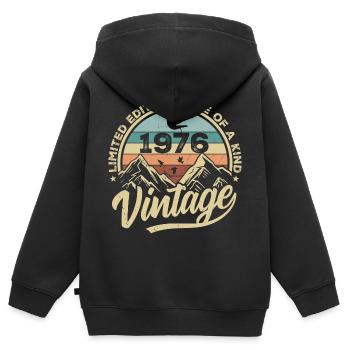 Original Vintage 1976 Cadeau d’anniversaire 1976 - Sweat Premium à capuche zippé enfant bio - noir - Dos - AI Model Kid Male (0cm)