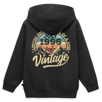 Né en juillet 1996 Né en juillet 1996 Né en juillet 1996 - Sweat Premium à capuche zippé enfant bio - noir - Dos - AI Model Kid Male (0cm)