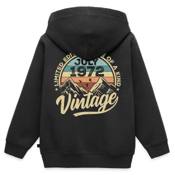 Né en juillet 1972 Né en juillet 1972 Né en juillet 1972 - Sweat Premium à capuche zippé enfant bio - noir - Dos - AI Model Kid Male (0cm)