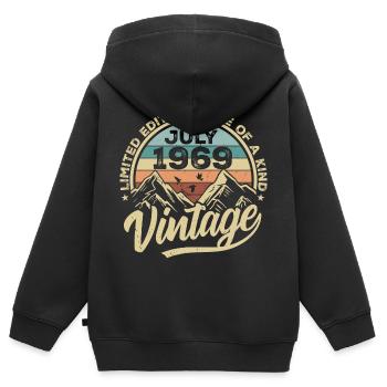 Né en juillet 1969 Né en juillet 1969 Né en juillet 1969 - Sweat Premium à capuche zippé enfant bio - noir - Dos - AI Model Kid Male (0cm)