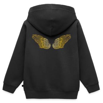 Flauschige goldene Engelsflügel - Kinder Premium Organic Zip Hoodie - Schwarz - Hinten - AI Model Kid Male (0cm)