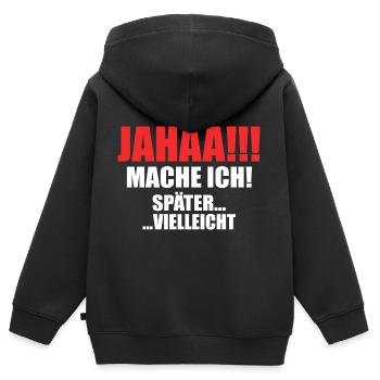 Zeitloses Aufschieben - Kinder Premium Organic Zip Hoodie - Schwarz - Hinten - AI Model Kid Male (0cm)