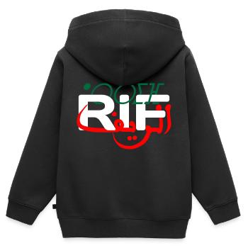 Rif Arrif Nador Hoceima Midar Berkane Tanger - Sweat Premium à capuche zippé enfant bio - noir - Dos - AI Model Kid Male (0cm)