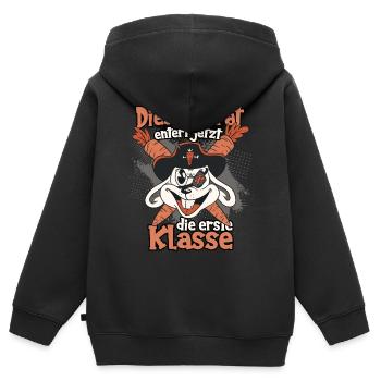 Einschulungsgeschenk für Jungen Pirat Einschulung - Kinder Premium Organic Zip Hoodie - Schwarz - Hinten - AI Model Kid Male (0cm)