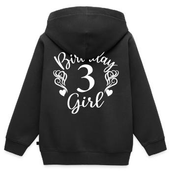 Fille de 3ème anniversaire, cadeau de 3 ans pour les enfants - Sweat Premium à capuche zippé enfant bio - noir - Dos - AI Model Kid Male (0cm)