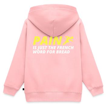 Marathon d’entraînement de course à pied amusant de douleur - Sweat Premium à capuche zippé enfant bio - rose - Dos - AI Model Kid Female (0cm)