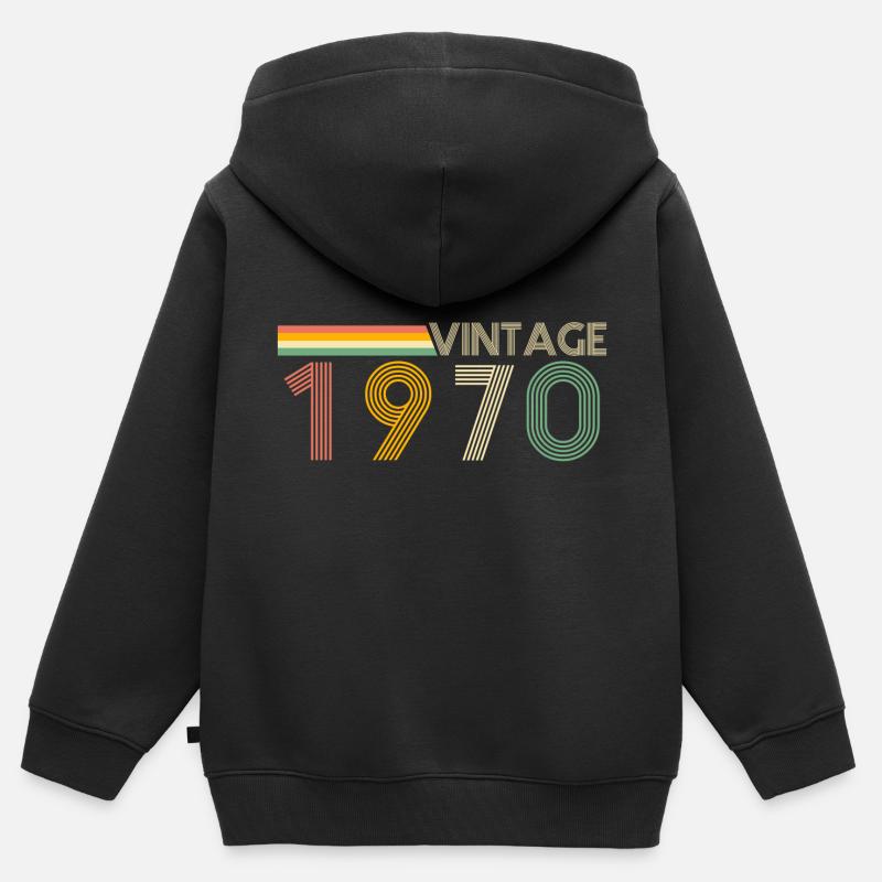 Millésime 1970 - Sweat Premium à capuche zippé enfant bio - noir