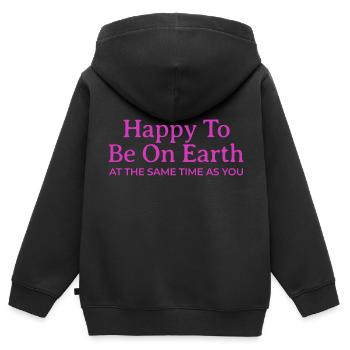 Soyez gentil, soyez heureux Gentillesse inspirante - Sweat Premium à capuche zippé enfant bio - noir - Dos - AI Model Kid Male (0cm)