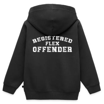 Funny Registered Flex Offender Bodybuilding - Kids Premium Organic Zip-up Hoodie - black - Back - AI Model Kid Male (0cm)