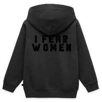 J’ai peur des femmes J’ai peur des femmes - Sweat Premium à capuche zippé enfant bio - noir - Dos - AI Model Kid Male (0cm)