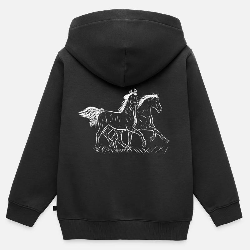 Cheval - Sweat Premium à capuche zippé enfant bio - noir