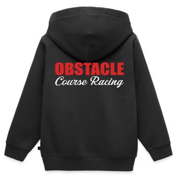 Équipement de course d’obstacles - Sweat Premium à capuche zippé enfant bio - noir - Dos - AI Model Kid Male (0cm)