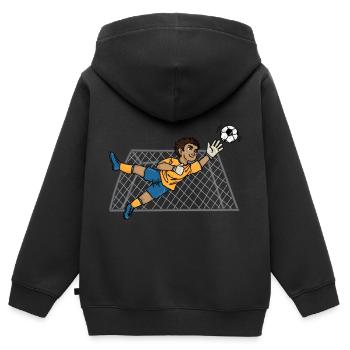 Gardien de but - Goal Keeper - Fond transparent - Sweat Premium à capuche zippé enfant bio - noir - Dos - AI Model Kid Male (0cm)