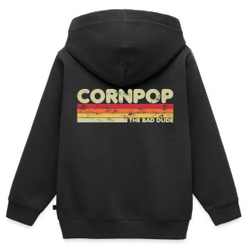 Corn Pop était un mauvais mec Retro Cornpop Meme - Sweat Premium à capuche zippé enfant bio - noir - Dos - AI Model Kid Male (0cm)