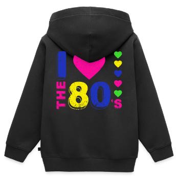 Ich liebe die 80er. 80er Jahre Stil. 80er Jahre Musik - Kinder Premium Organic Zip Hoodie - Schwarz - Hinten - AI Model Kid Male (0cm)