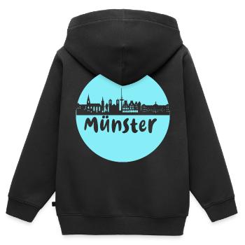 Münster, kreis, skyline,scherenschnitt, blau - Kinder Premium Organic Zip Hoodie - Schwarz - Hinten - AI Model Kid Male (0cm)