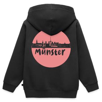 Münster, kreis, skyline,scherenschnitt, apricot - Kinder Premium Organic Zip Hoodie - Schwarz - Hinten - AI Model Kid Male (0cm)