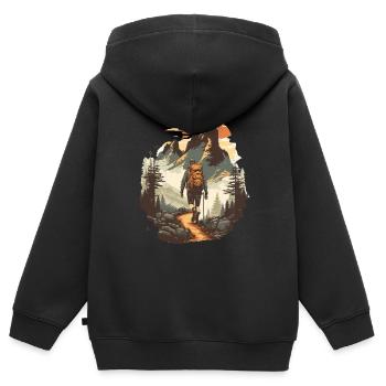 Wanderfreude Lust am Wandern - Kinder Premium Organic Zip Hoodie - Schwarz - Hinten - AI Model Kid Male (0cm)