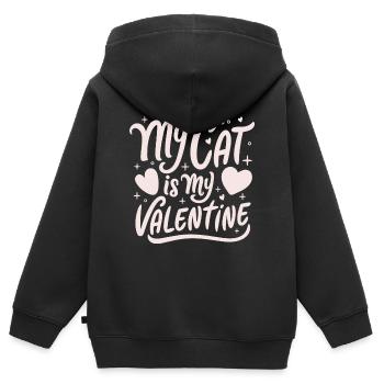 My cat is my valentine - Sweat Premium à capuche zippé enfant bio - noir - Dos - AI Model Kid Male (0cm)