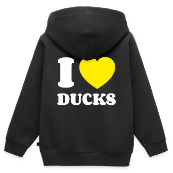 J’adore les canards - Sweat Premium à capuche zippé enfant bio - noir - Dos - AI Model Kid Male (0cm)