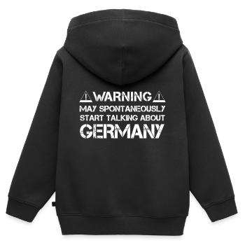 Warning May Start Talking About Germany - Kinder Premium Organic Zip Hoodie - Schwarz - Hinten - AI Model Kid Male (0cm)