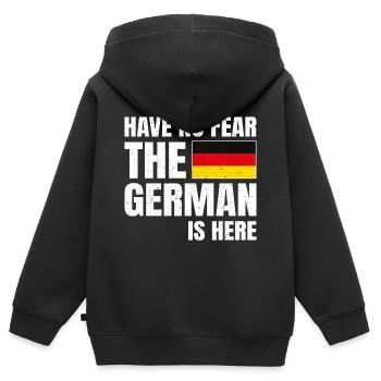 N’ayez crainte L’allemand est là Deutscher - Sweat Premium à capuche zippé enfant bio - noir - Dos - AI Model Kid Male (0cm)