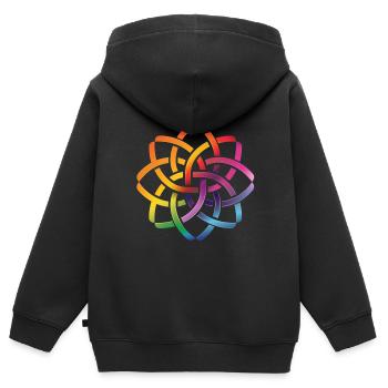Keltische Regenbogen Blume Keltischer Knoten Bunt - Kinder Premium Organic Zip Hoodie - Schwarz - Hinten - AI Model Kid Male (0cm)