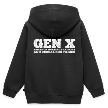 Gen X FAFO Génération X - Sweat Premium à capuche zippé enfant bio - noir - Dos - AI Model Kid Male (0cm)