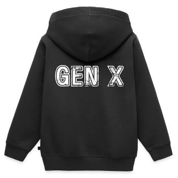 Gen X FAFO Génération X - Sweat Premium à capuche zippé enfant bio - noir - Dos - AI Model Kid Male (0cm)