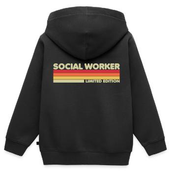 Social Worker Funny Social Work Month - Kinder Premium Organic Zip Hoodie - Schwarz - Hinten - AI Model Kid Male (0cm)