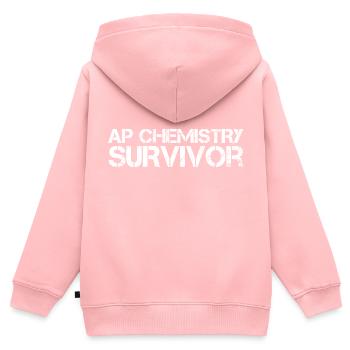 AP Chimie Drôle Lycée AP Class Survivor - Sweat Premium à capuche zippé enfant bio - rose - Dos - AI Model Kid Female (0cm)
