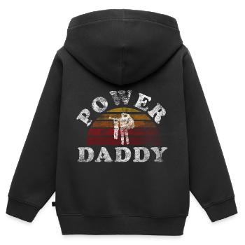 Power Daddy Geschenk Familie Kinder Vatertag Papa - Kinder Premium Organic Zip Hoodie - Schwarz - Hinten - AI Model Kid Male (0cm)