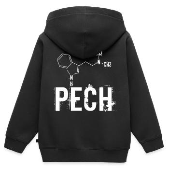 Paar Partnerlook Pech - Kinder Premium Organic Zip Hoodie - Schwarz - Hinten - AI Model Kid Male (0cm)