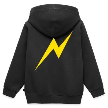 blitz gewitter himmel strom geschenkidee - Kinder Premium Organic Zip Hoodie - Schwarz - Hinten - AI Model Kid Male (0cm)