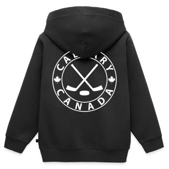 Hockey sur glace à Calgary - Sweat Premium à capuche zippé enfant bio - noir - Dos - AI Model Kid Male (0cm)