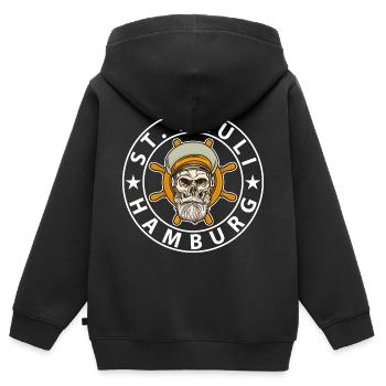 St. Pauli Hamburg - Kinder Premium Organic Zip Hoodie - Schwarz - Hinten - AI Model Kid Male (0cm)