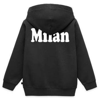 milan mailand milano - Kinder Premium Organic Zip Hoodie - Schwarz - Hinten - AI Model Kid Male (0cm)